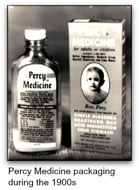 Percy Medicine packaging during the 1900s.